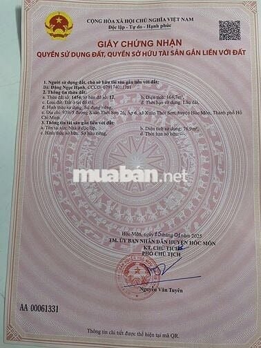 BÁN NHÀ ĐẤT THỔ CƯ CHÍNH CHỦ  164,7m2– XUÂN THỚI SƠN 26,HÓC MÔN