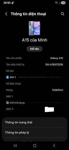 Bán samsung a15 8/256gb dư dùng