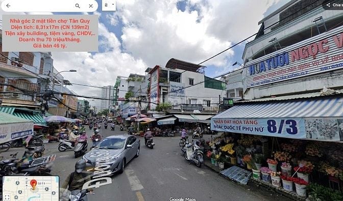 BÁN NHÀ GÓC 2 MẶT TIỀN CHỢ TÂN QUY. DT 8,3X17M TRỆT 2 LẦU. VỊ TRÍ VÀNG