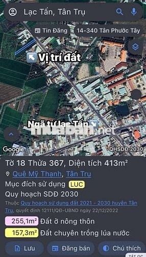 Bán đất mặt tiền ngã 4 Lạc Tấn ( Long An)