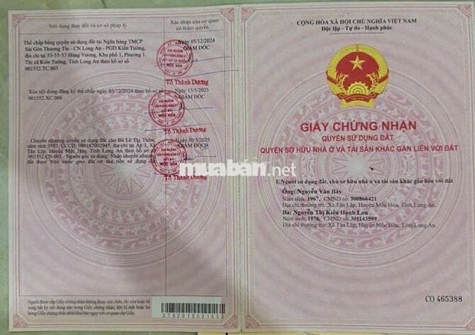 BÁN LÔ ĐẤT MẶT TIỀN QL62 ĐẸP TẠI TÂN LẬP- MỘC HÓA- LONG AN