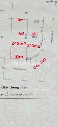 2 lô biệt thự, góc 2MT đường 13m nhựa, Nguễn V Mạnh kế Vinhom Cần Giờ