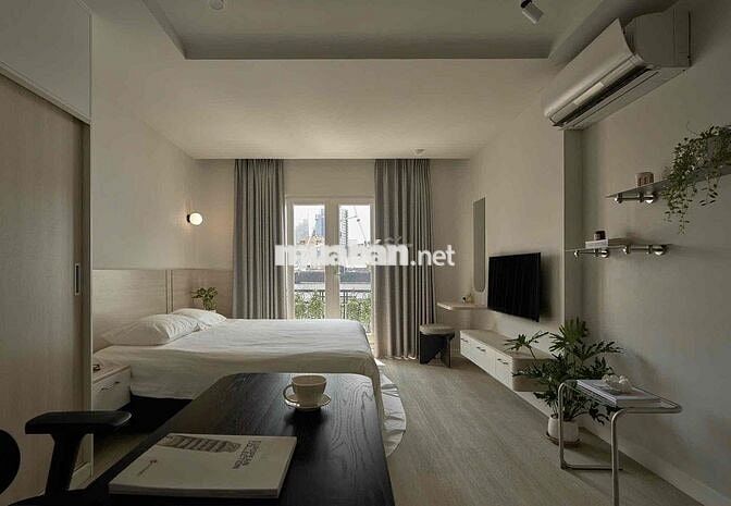 Cho Thuê Căn Hộ 1PN Quận 1 Có Ban Công– Tone Xám Sang Trọng View Rộng
