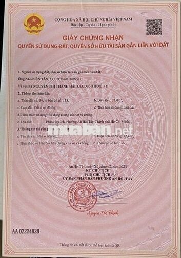 Lô đất thổ cư full hẻm 3m Phan Huy Ích p12 dt 3.3x10m cn đủ