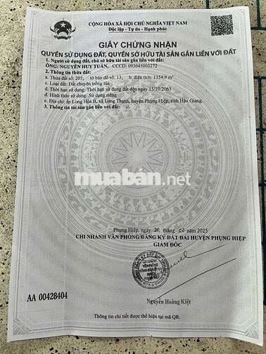 Bán đất nông nghiệp mặt tiền lộ dẫn cao tốc giá rẻ