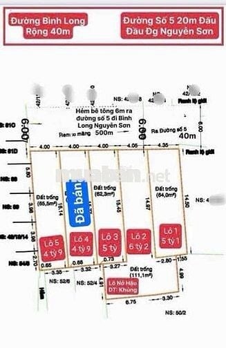 Đất nền đường 6m, khu phân lô, sát bên Tân Phú