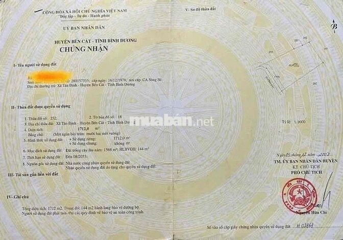 BÁN LÔ ĐẤT ĐẸP TÂN ĐỊNH – BẾN CÁT 20 TỶ 33x102