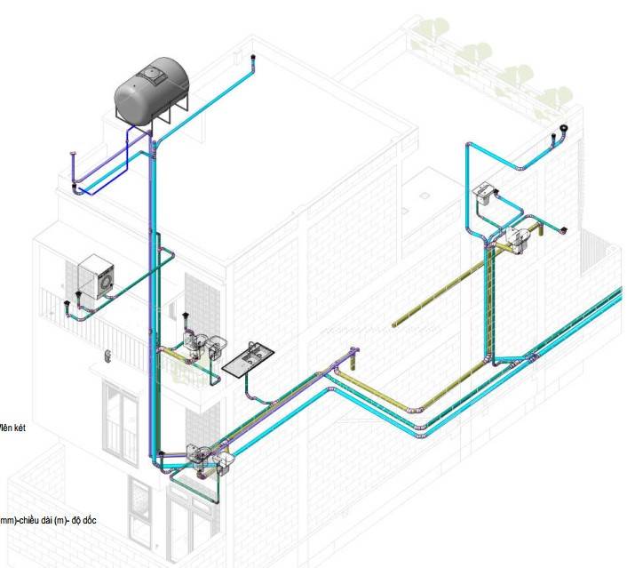 Bản vẽ điện nước kết cấu nhà ở với 3D REVIT