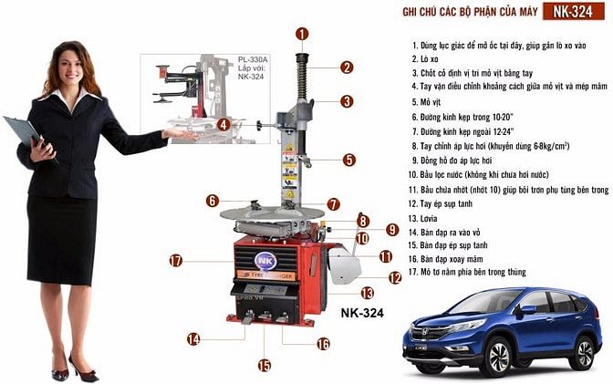 Máy tháo vỏ, ra vào lốp ô tô, xe du lịch NK324 - bảo hành 2 năm 39300103 Máy tháo vỏ, ra vào lốp ô tô, xe du lịch NK324 - bảo hành 2 năm