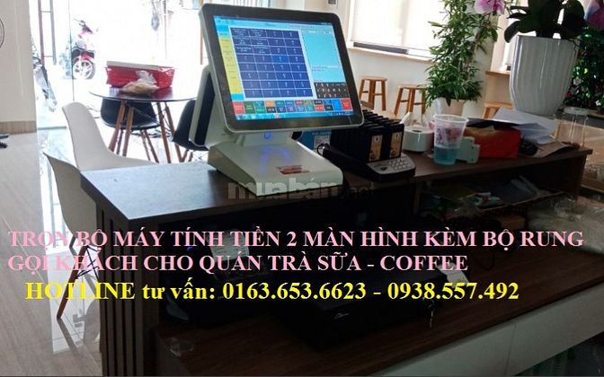 Bán máy pos 2 màn hình kèm bộ báo rung gọi khách cho trà sữa giá rẻ 46841494 Bán máy pos 2 màn hình kèm bộ báo rung gọi khách cho trà sữa giá rẻ