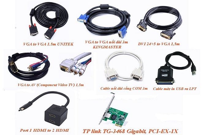 Cáp VGA to DVI, DVI - VGA to AV, USB to LPT, 1HDMI to 2HD 46133423 Cáp VGA to DVI, DVI - VGA to AV, USB to LPT, 1HDMI to 2HD