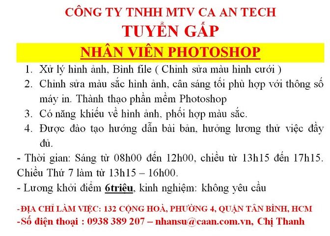 Tuyển Gấp Kỹ Thuật Chỉnh Sửa Photoshop 51320827 Tuyển Gấp Kỹ Thuật Chỉnh Sửa Photoshop
