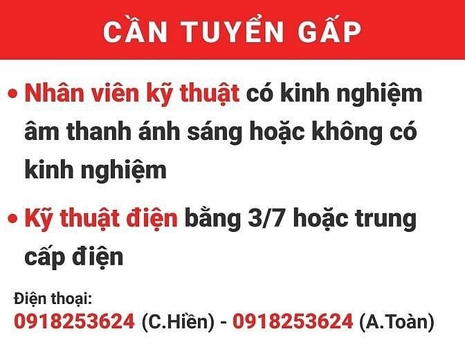 Tuyển nhân viên kỹ thuật làm việc tại công ty Âm Thanh Ánh Sáng MEDUSA 56316696 Tuyển nhân viên kỹ thuật làm việc tại công ty Âm Thanh Ánh Sáng MEDUSA