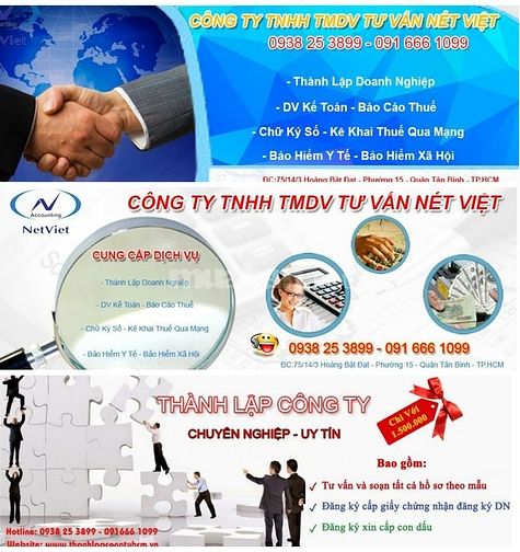 Công Ty Tư Vấn Nét Việt chuyên: Thành lập Cty, Thiết lập HS khai thuế 56203256 Công Ty Tư Vấn Nét Việt chuyên: Thành lập Cty, Thiết lập HS khai thuế
