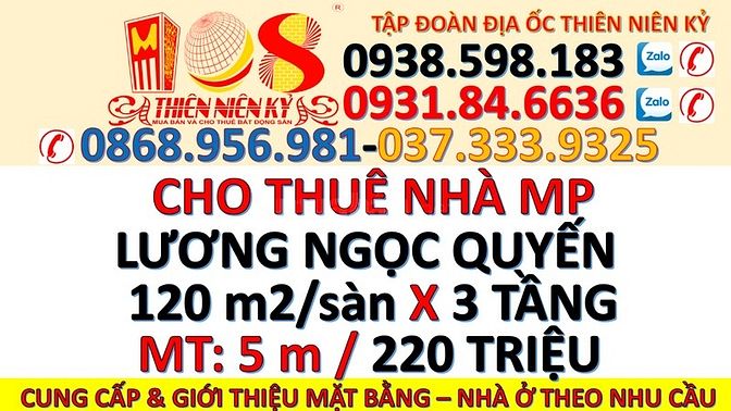 Cho thuê nhà lương ngọc quyến 3 tầng x 120m2/sàn mặt tiền 5m 56830207 Cho thuê nhà lương ngọc quyến 3 tầng x 120m2/sàn mặt tiền 5m