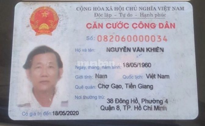 Mất 1 bóp có bằng lái xe, cavet, CMND tại Quận 8, tên Nguyễn Văn Khiên 57158065 Mất 1 bóp có bằng lái xe, cavet, CMND tại Quận 8, tên Nguyễn Văn Khiên