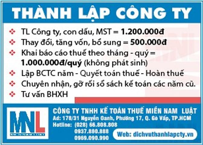 Công ty TNHH kế toán Thuế Miền Nam Luật 57553502 Công ty TNHH kế toán Thuế Miền Nam Luật