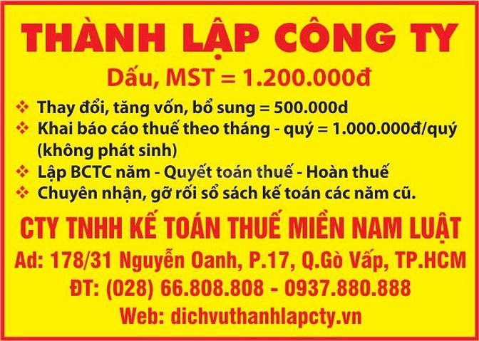 Công ty TNHH kế toán Thuế Miền Nam Luật 57553502 Công ty TNHH kế toán Thuế Miền Nam Luật
