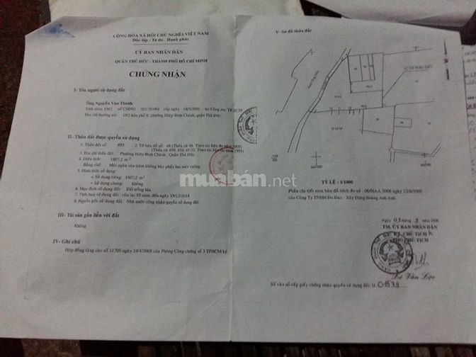 Chính chủ cần bán đất khu dân cư Hiệp Bình Chánh 52600229 Chính chủ cần bán đất khu dân cư Hiệp Bình Chánh