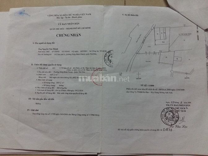 Chính chủ cần bán đất khu dân cư Hiệp Bình Chánh 52600229 Chính chủ cần bán đất khu dân cư Hiệp Bình Chánh