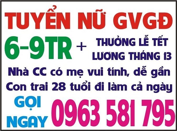 TUYỂN NỮ GIÚP VIỆC NHÀ CC có mẹ và con trai 28 tuổi lương 6-9tr 44223468 TUYỂN NỮ GIÚP VIỆC NHÀ CC có mẹ và con trai 28 tuổi lương 6-9tr