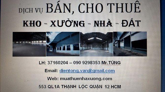 Cho thuê MB nhà xưởng 1500m2 MT QL1A Quận 12 53102203 Cho thuê MB nhà xưởng 1500m2 MT QL1A Quận 12