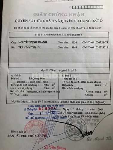 Nhà c4 hẻm xe hơi 442 LÊ QUANG ĐỊNH,DT 108m2.7ty6 tl 53670481 Nhà c4 hẻm xe hơi 442 LÊ QUANG ĐỊNH,DT 108m2.7ty6 tl