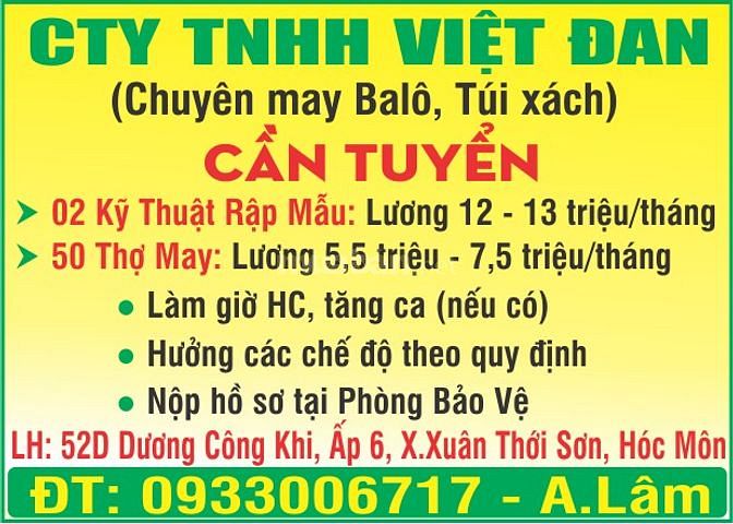 Cty TNHH Việt Đan tuyển 2 NV Sale, NV văn phòng biết Corel, AI, PTS 54872862 Cty TNHH Việt Đan tuyển 2 NV Sale, NV văn phòng biết Corel, AI, PTS