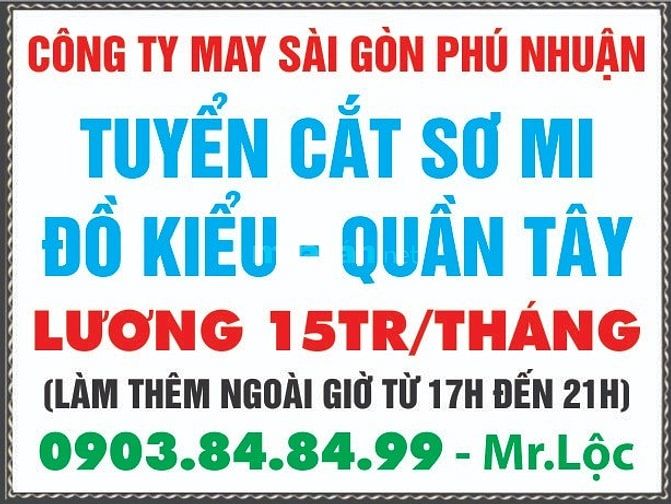 Tuyển Cắt Sơ mi - đồ kiểu - quần Tây, làm thêm ngoài giờ từ 17h-21h 55576724 Tuyển Cắt Sơ mi - đồ kiểu - quần Tây, làm thêm ngoài giờ từ 17h-21h