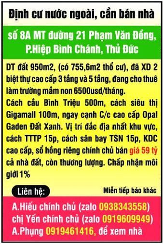 Định cư nước ngoài, cần bán nhà số 8 đường 21 Phạm Văn Đồng 53675677 Định cư nước ngoài, cần bán nhà số 8 đường 21 Phạm Văn Đồng