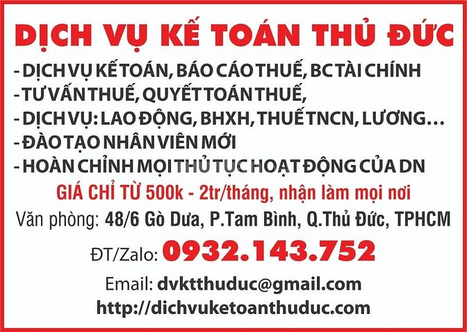 Dịch vụ kế toán Thủ Đức, chuyên nghiệp, giá từ 500K 58173369 Dịch vụ kế toán Thủ Đức, chuyên nghiệp, giá từ 500K