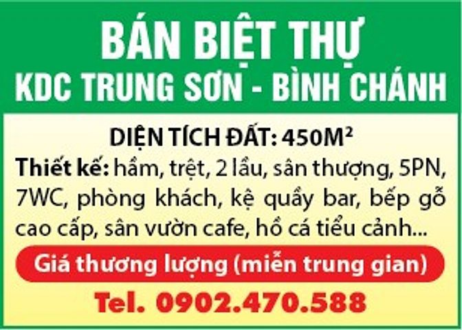 Bán biệt thự ở khu dân cư Trung Sơn, 450m2, hầm, 2 lầu, sân thượng 58316892 Bán biệt thự ở khu dân cư Trung Sơn, 450m2, hầm, 2 lầu, sân thượng