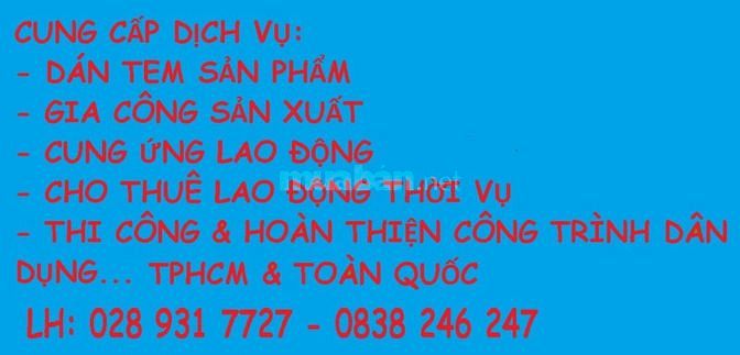 Dịch vụ dán tem-gia công sp-cho thuê lao động 53940201 Dịch vụ dán tem-gia công sp-cho thuê lao động