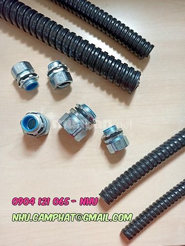 Ống ruột gà lõi thép kín nước luồn dây điện kèm Phụ kiện