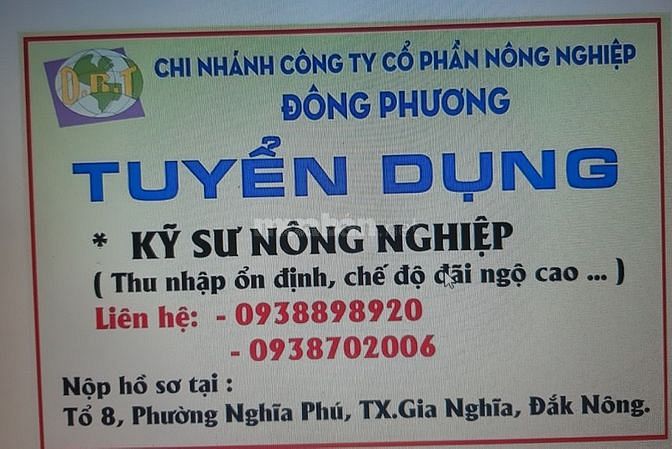 Tuyển Kỹ sư nông nghiệp, BVTV , cây trồng 59565848 Tuyển Kỹ sư nông nghiệp, BVTV , cây trồng
