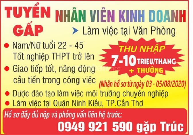 Tuyển nhân viên Kinh Doanh 22 - 45 tuổi, thu nhập 7-15 triệu 59952301 Tuyển nhân viên Kinh Doanh 22 - 45 tuổi, thu nhập 7-15 triệu