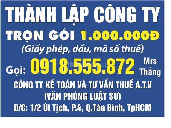 Thành Lập công ty trọn gói, dịch vụ kế toán, quyết toán thuế 59993599 Thành Lập công ty trọn gói, dịch vụ kế toán, quyết toán thuế