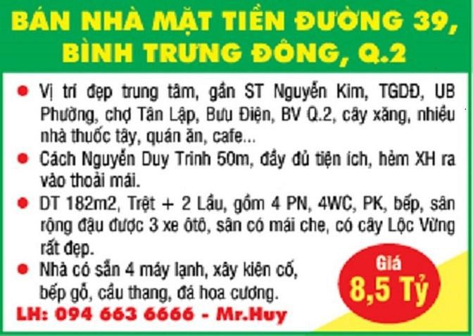 Bán nhà mặt tiền đường 39, Phường Bình Trưng Đông, Quận 2 58905127 Bán nhà mặt tiền đường 39, Phường Bình Trưng Đông, Quận 2