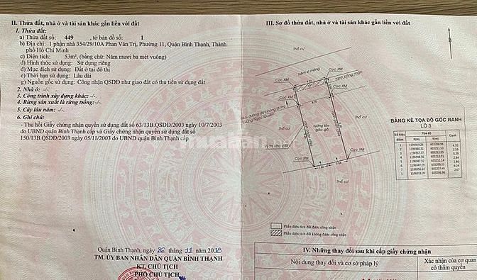 CẦN TIỀN BÁN GẤP ĐẤT 354/29/10A Phan Văn Trị, P.11, Q.Bình Thạnh 60171887 CẦN TIỀN BÁN GẤP ĐẤT 354/29/10A Phan Văn Trị, P.11, Q.Bình Thạnh