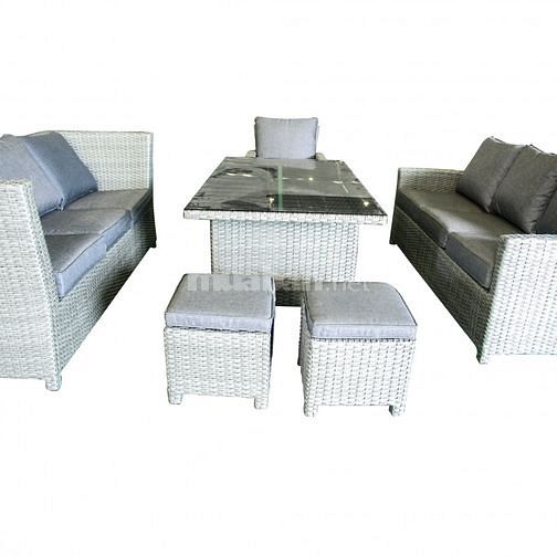 Sofa nhựa giả mây 6 chỗ ngồi kèm 3 ghế phụ 60631684 Sofa nhựa giả mây 6 chỗ ngồi kèm 3 ghế phụ
