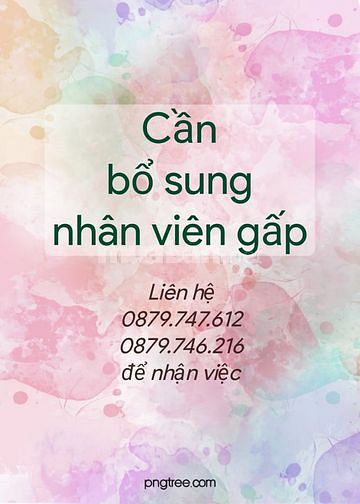 Tuyển nhân viên gấp - có phụ cấp hàng tháng 61537094 Tuyển nhân viên gấp - có phụ cấp hàng tháng