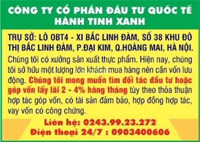 Xưởng sản xuất thực phẩm tìm đối tác đầu tư hoặc góp vốn lấy lãi 61589330 Xưởng sản xuất thực phẩm tìm đối tác đầu tư hoặc góp vốn lấy lãi