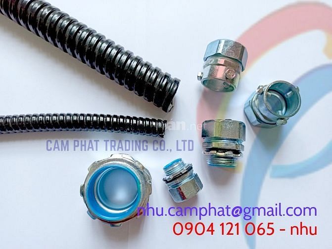 Ống ruột gà lõi thép kín nước luồn dây điện kèm Phụ kiện