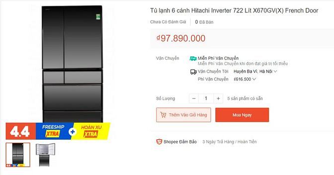 Tủ lạnh 6 cánh Hitachi Inverter 722 Lít 62096062 Tủ lạnh 6 cánh Hitachi Inverter 722 Lít