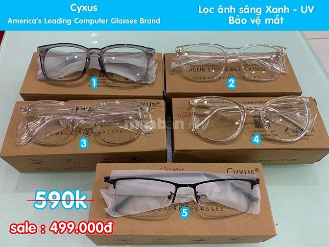 Kính Cyxus Unisex USA lọc ánh sáng Xanh, tia UV bảo vệ mắt an toàn.