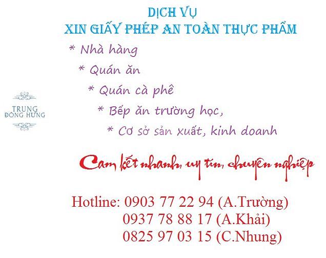 Dịch vụ xin Giấy phép An toàn thực phẩm 62339480 Dịch vụ xin Giấy phép An toàn thực phẩm