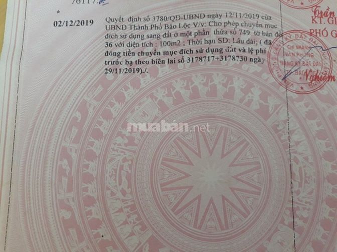 Cần bán lô đất thổ cư tại hẻm 23 Trần Quý Cáp – Đam Bri – TP Bảo Lộc 62587097 Cần bán lô đất thổ cư tại hẻm 23 Trần Quý Cáp – Đam Bri – TP Bảo Lộc