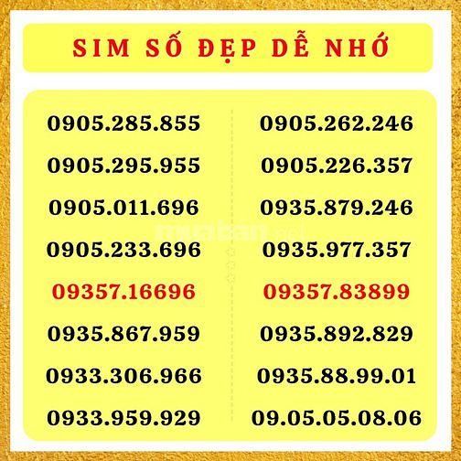 Sim số đẹp dễ nhớ | mobifone 0905 | sim C90n 62595911 Sim số đẹp dễ nhớ | mobifone 0905 | sim C90n