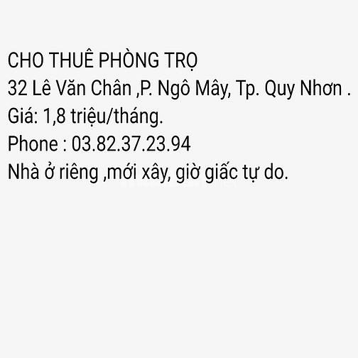 Cần cho thuê nhà trọ gần Trường Đại học Quy Nhơn 62672358 Cần cho thuê nhà trọ gần Trường Đại học Quy Nhơn