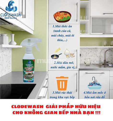 Chai xịt khử mùi nhà bếp Công nghệ Nhật Bản CLODEWASH - 300ml